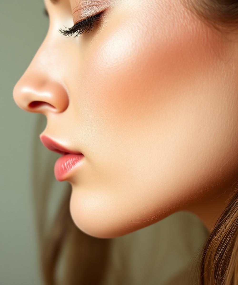 Profile view of luminous skin