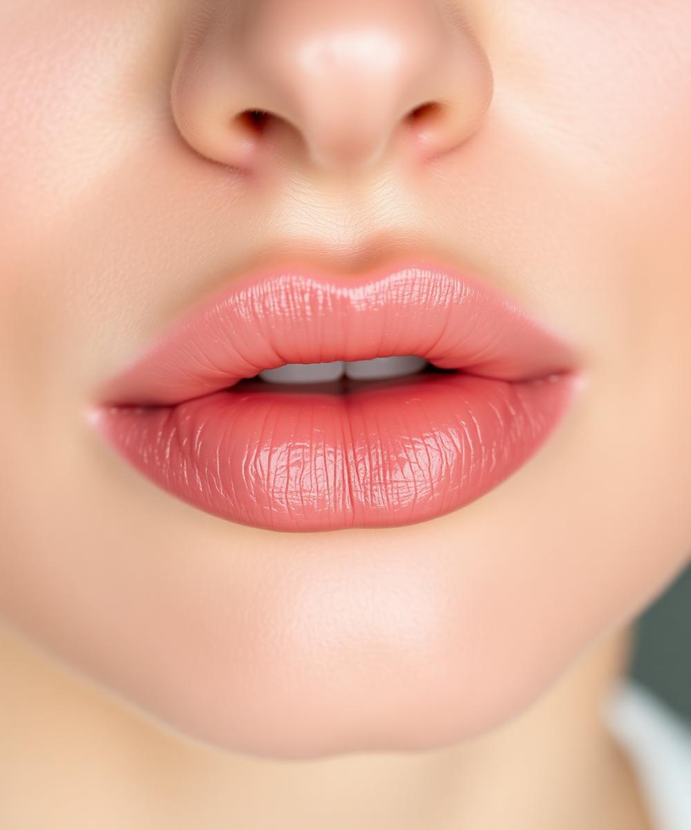 Close-up of natural full lips