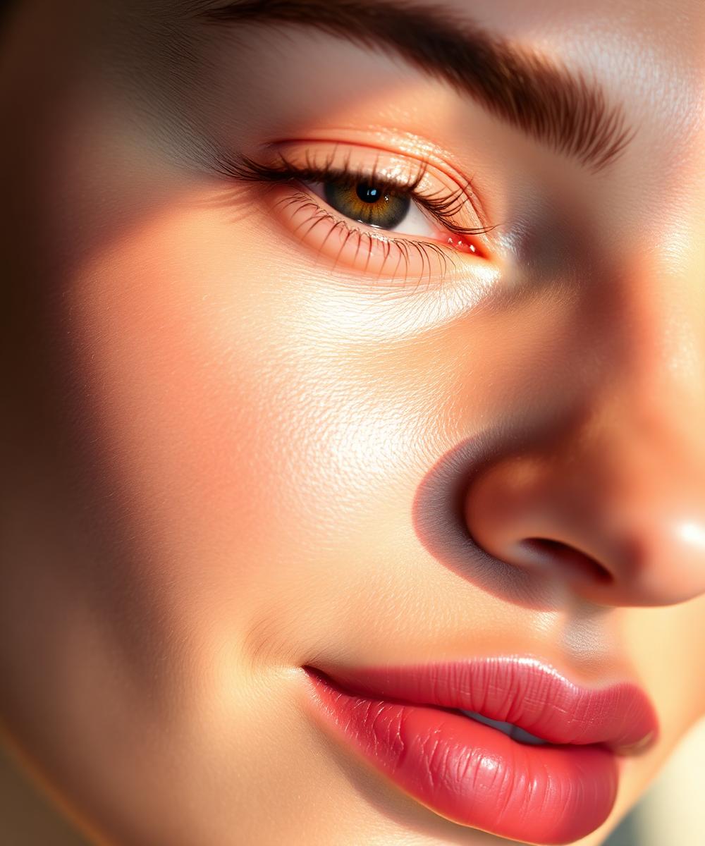 Close-up of glowing skin around the eye area