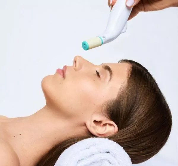 Skincare products flat lay